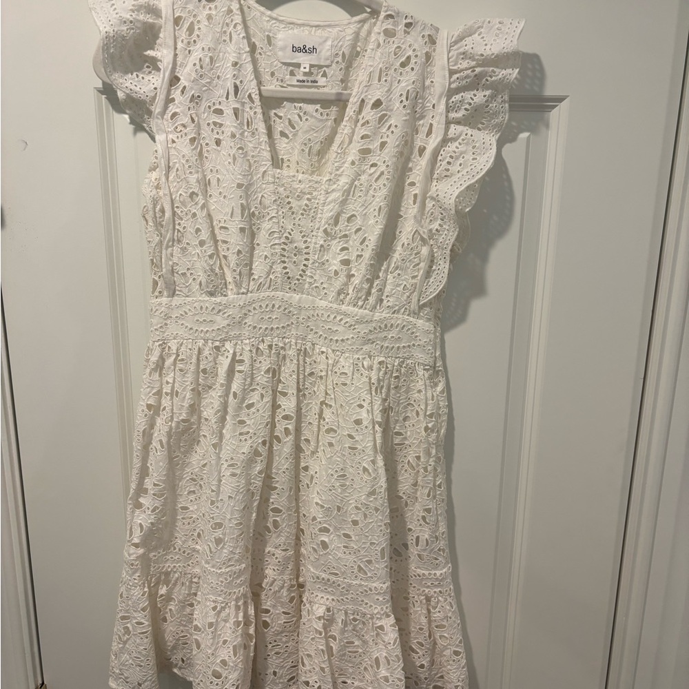 Ba&sh Cream Eyelet Ruffle Dress